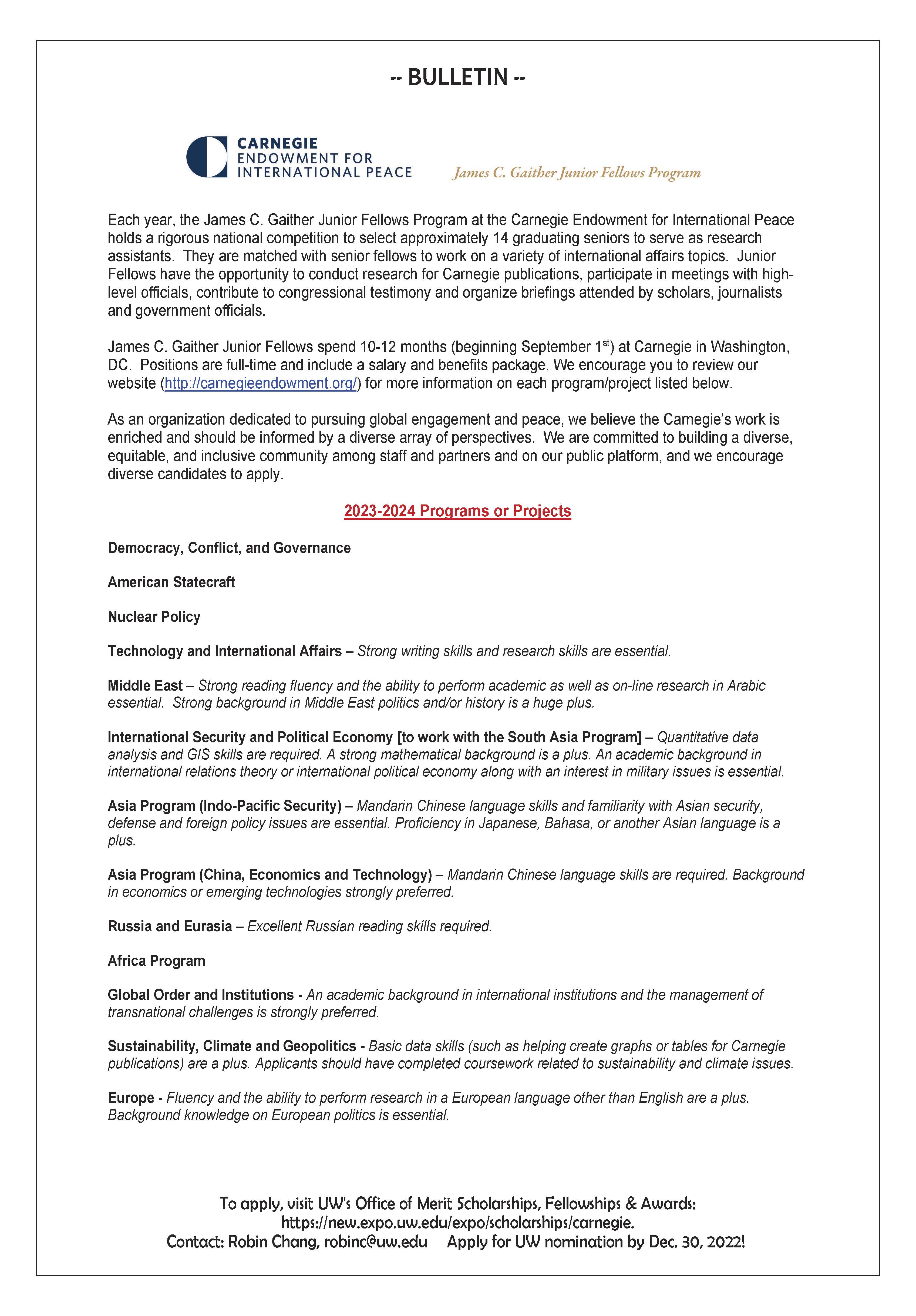 Carnegie Gaither Junior Fellowship
