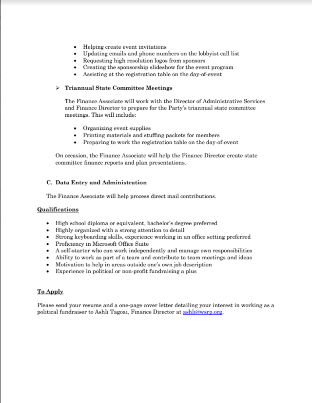 financial associate job description