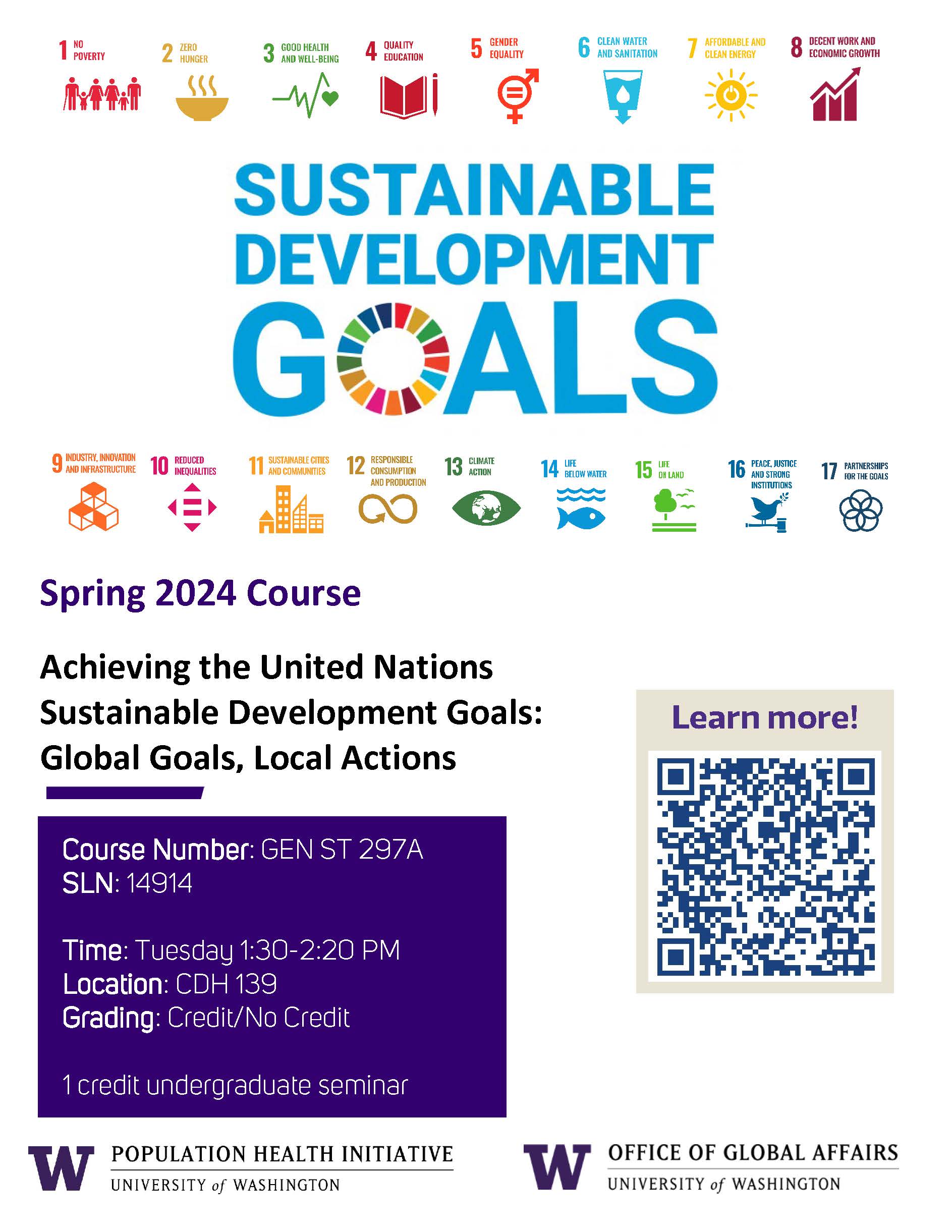 Spring 2024 UN SDGs Course Flyer
