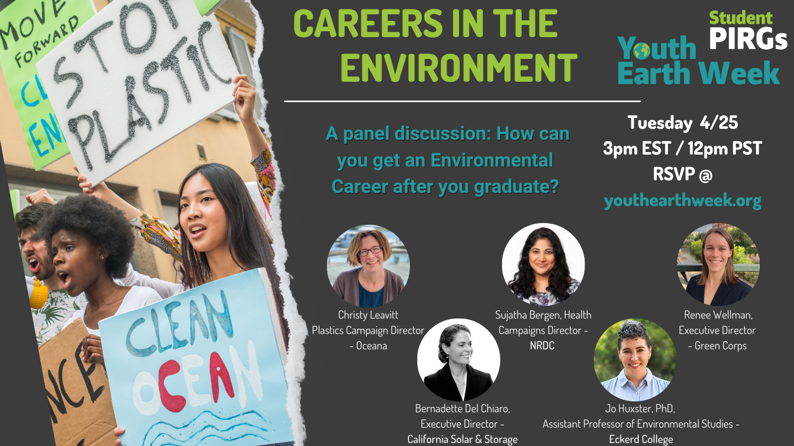 RSVP for 4/25 Youth Earth Week Environmental Careers Panel