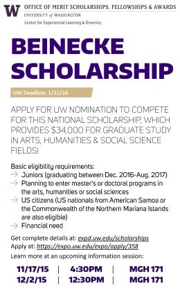 University Of Washington Scholarships >> Beinecke Scholarship 34 000 For Juniors Planning For University Of Washington Scholarships >> Beinecke Scholarship 34 000 For Juniors Planning For