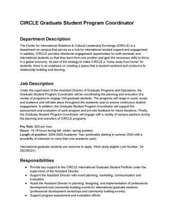 CIRCLE Graduate Student Program Coordinator 24.25_Job Description