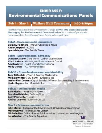 ENVIR 495 comms panel flyer