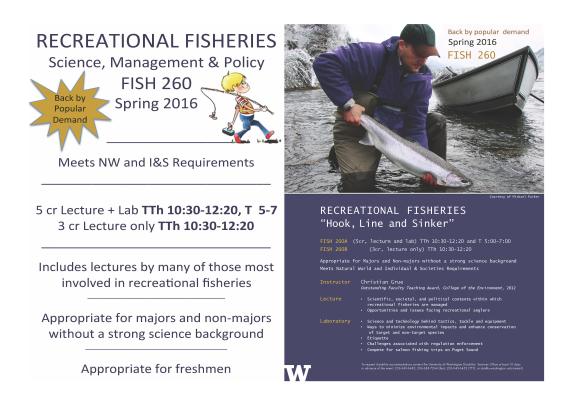 Recreational Fisheries Course flyer