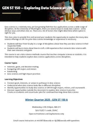 GEN ST 150 Exploring Data Science Course Flyer