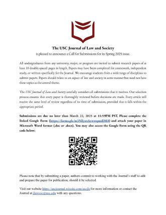 JLS Call for Submissions Flyer Spring 2025