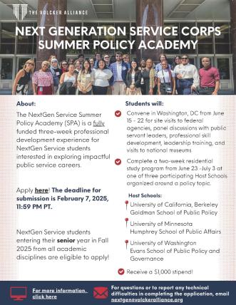 NextGen Service Summer Policy Academy Flyer (F) 2025