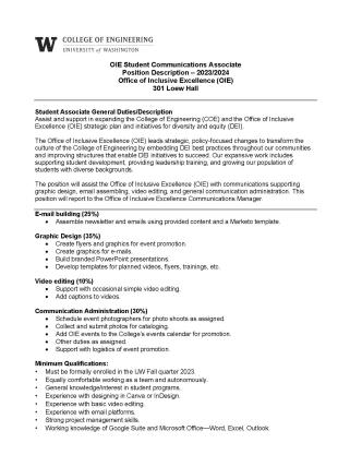 OIE Student Communications Associate 2023-2024