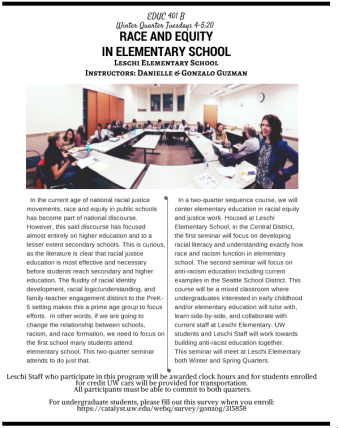 Race and Equity in Elementary School, a new Inner Pipeline Seminar