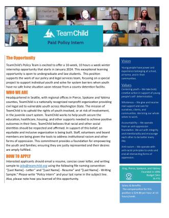 First Page of TeamChild's Internship opportunity