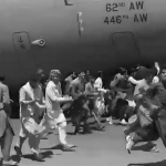 Afghan Refugees Running by Planes