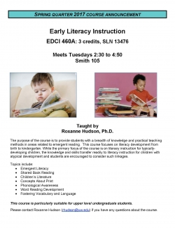 EDCI 460A Early Literacy Instruction Flyer