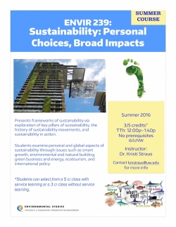 ENVIR 239: Sustainability: Personal Choices, Broad Impacts - Flyer 