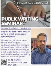 JSIS 498B. Topic: War in Ukraine & Public Writing