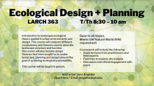 Flyer for L ARCH 363: Ecological Design and Planning