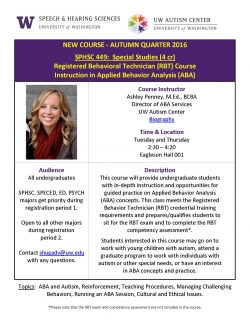 SPHSC 449 B Special Studies in Speech Pathology and Audiology - Course Flyer