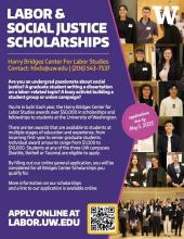 2025-2026 Harry Bridges Center for Labor Studies scholarship