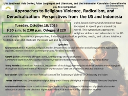 Approaches to Religious Violence, Radicalism, and Deradicalization Symposium Flyer