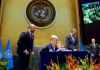Signing of Paris Agreement on Climate Change. U.S. Secretary of State John Kerry, with his two-year-old granddaughter Isabelle